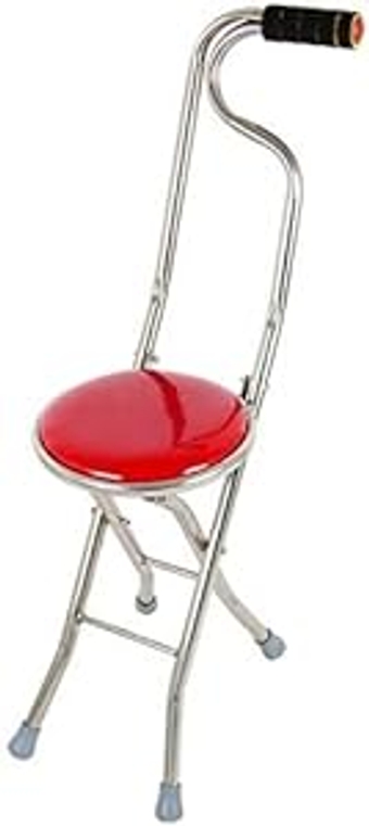 Walking stick Convenient Folding Cane Chair, Portable Ultra-Light Leather Sponge Panel Elderly Walking aid Crutches, Walking Stick for Male Female Elderly Disabled Women Outdoor Travel Walking Play To