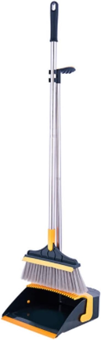 Brooms Broom and Dust Collector Kit for Household Vertical Dust Collector and Brush Indoor and Outdoor Broom with Dust Collector Combination Dustpan (Color : Yellowish Green)