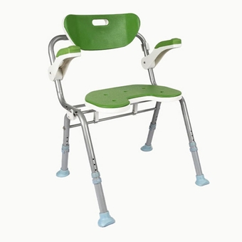 Folding Shower Stool, 3 Level Adjustable Heights Bath Chair, Anti Slip Bath Seat, Portable Bathroom Shower Bench, Shower Stool for Inside Shower (Color : Green, Size : 50.5 * 77~85.5cm)