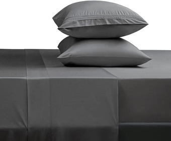 Bed Sheet Set Super Soft Microfiber 1800 Thread Count Luxury Egyptian Sheets Fit 18-24 Inch Deep Pocket Mattress Wrinkle-4 Piece (Dark Grey, Queen)