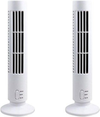 2pcs Eletric Fan Desktop Wind Tower Bladeless Tower Fan Personal Cooling Fan Oscillating Fan Oscillating Tower Fan Electric Desk Fan Air Cooling Neon Lights White Mini Miss