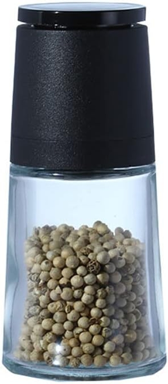 Manual Pepper Grinder Seasoning Bottle, Kitchen Supplies Glass Salt Black Pepper Grinder, Can be Used for Kitchen Catering Cooking Barbecue (Black)