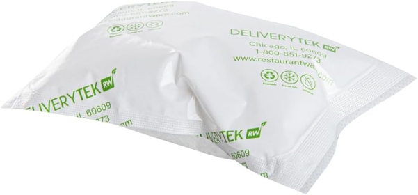 Delivery Tek 5.1 x 3.7 Inch Shipping Ice Packs, 100 Durable Cold Packs - Easy-To-Use Design, Leakproof, Plastic Dry Ice Packs, Reusable, For Frozen Meat, Vegetables, or Beverages -