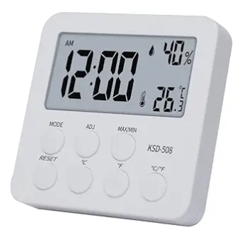 Room Thermometer Indoor Hygrometer, Humidity Gauge, Humidity Meter, Digital Temperature and Humidity Monitors with Alarm Clock for Home, Baby Room, Terrarium, Incubator, Greenhouse, Car
