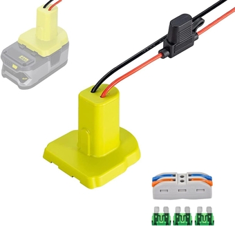 Power Wheel Adapter for Ryobi 18V Battery with 30A Fuse & Wire terminals, Power Connector for Rc Car, 12 Gauge Robotics, Rc Truck, DIY, Work