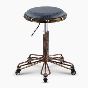 Cutting Stool with Wheels，Height-Adjustable Roll Stool with Blue Synthetic Leather Seat，Adjustable Height 45-55 cm，Supported Weight 160 Kg，Round Stoolfor Tattoo Facial Massage Manicure Beauty Salon S