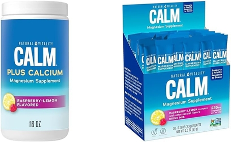 Calm, Magnesium Citrate & Calcium Supplement, Drink Mix Powder & Calm, Magnesium Citrate Supplement, Anti-Stress Drink Mix Powder - Gluten Free