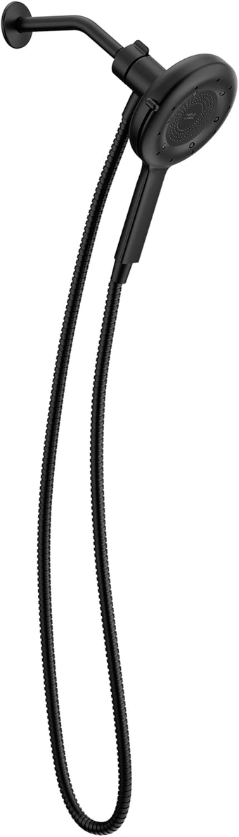 N400H0BL Quattro Handheld Showerhead, Matte Black, 6-1/2" Diameter Spray Head, 4 Unique Shower Experiences, Water Saving