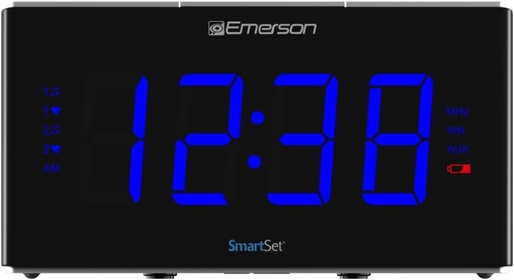 Smartset Sound Therapy Alarm Clock Radio with White Noise/Nature Sounds 1.8" LED Display Black/Blue, ER100105