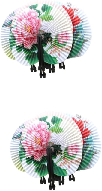 24 Pcs Oriental Folding Fan Portable Classic Hand Fans Decorative Hand Fans Round Hand Fan Dance Folding Hand Fan Wedding Folding Fan Mini Fans Paper Hand Fan Gift Vintage Student