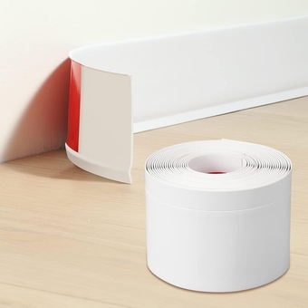 Flexible Baseboard Molding Trim, Self-Adhesive Design Vinyl Wall Base, Peel and Stick Rubber Wall Base Moulding Trim, 4inch(W) x 20feet(L), White
