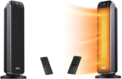 Electric Space Heater 24-inch with Remote,3 Modes, 12H Timer & 24'' Space Heater, 10ft/s Fast Quiet Heating Portable Electric Heater