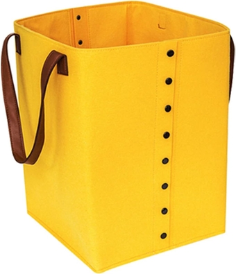 Laundry Basket, Storage Bins Laundry Hamper Bag with Handle for Bedroom Laundry Room, Collapsible Felt Toy Storage Organizer Room Decor, Yellow