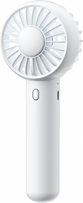 Mini Portable Fan, Powerful Handheld Fan, Cute Design 3 Speed Personal Small Desk Fan with Base, Lightweight Makeup USB Rechargeable Fan for Stylish Girl Women Travel Indoor Outdoor White