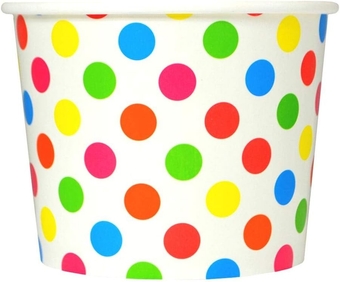 [50 Count] Rainbow Paper Ice Cream Cups - 12 oz Polka Dotty Dessert Bowls -Perfect For Your Yummy Foods! Many Colors & Sizes