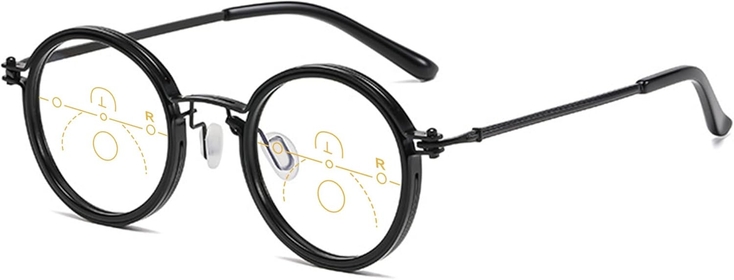 Progressive Multifocal Reading Glasses Blue Light Blocking Women Men Round Metal Anti Blue Light Aid Retro Eyeglasses
