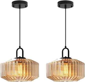Large Glass Pendant Light fixtures Mid Century Modern Pendant Light Kitchen Island Globe Pendant Lights with Amber Hand Blown Shade Unique Vintage Ceiling Pendant Light Dining Room