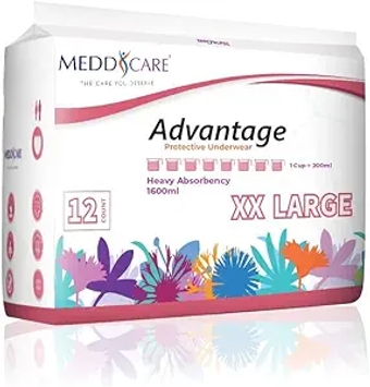 MeddCare Advantage Overnight Pull Ups Bag, Heavy Absorbency, Adult Pull-up Underwear for Men and Women (XXL (12 Counts))