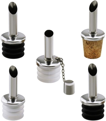 Wine Spout 5pcs Dispenser Oil Pourer Spout Free Flow Pourers Bottle Stopper Pourer Oil Bottle Olive Oil Dispenser Spout Bottle Pourers Cork Wine Pourer Bottle Metal
