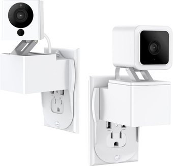 2 Pack Outlet Wall Mount for Wyze Cam V2 & Wyze Cam V3 & Wyze Cam Spotlight, 360 Degree Swivel Plug-in Wall Mount Stand,Without Messy Wires or Wall Damage (Camera Not Include), White
