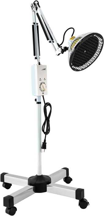 250W 110V Acupuncture Mineral Lamp, Far-Infrared Heat Lamp Height Adjustable Circulation Pain Relief Heating Device, Near Infrared Heat Lamp for Body Face, Black&White