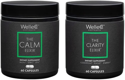 The Clarity Elixir and Calm Elixir Bundle | Rhodiola Brain Supplement for Memory and Focus | Ashwagandha Extract & Magnesium Supplement, Supports Sleep, Stress Management & Mood