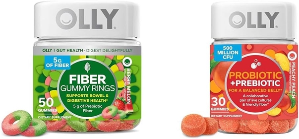 Fiber Gummy Rings, 5g Prebiotic Fiber, FOS (Fructo-oligosaccharides), Digestive Support & Probiotic + Prebiotic Gummy, Digestive Support and Gut Health, 500 Million CFUs, Fiber