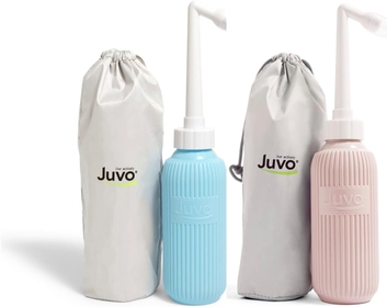 Peri Bottle Kit | Portable Travel Bidet, Handheld Squeeze Bottle with 2 Spray Nozzles, Cap and Storage Bag, Upside Down Use, 13.5 oz, Blue/Pink, 2-Pack
