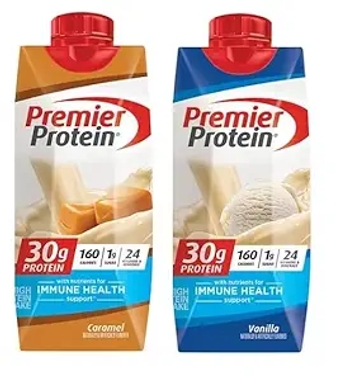 Premier Protien Shakes 6 Pack, 11oz Gift Box, Snack Pack (Caramel and Vanilla)