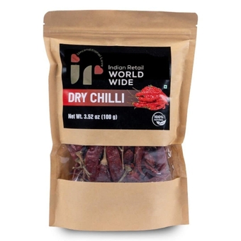 Indian Retail Worldwide Dried Red Chili Peppers - Dry Chilli Pepper - Dried Red Chiles - Add a Zesty Kick to Your Dishes ((3.52 Ounce (Pack of 1)