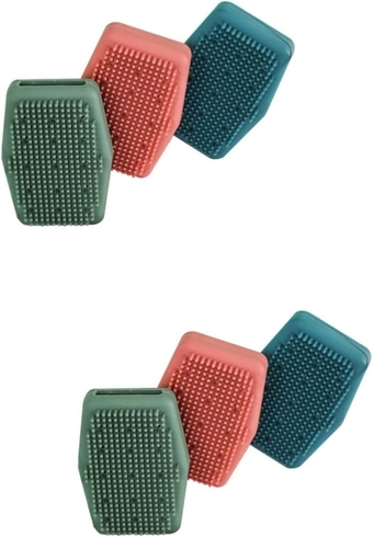 6 Pcs Silicone Bath Brush Body Brushing Body Exfoliator Brush Dry Brush for Body Shampoo Massage Brush Dry Skin Body Brush Bathing Body Brush Scalp Scrubber Clean Tool