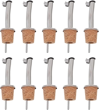 10 Pcs Wine Bottle Cork Pour Spouts Oil Bottle Stoppers Dispenser Spout Dust Caps Pourers Bottle Stopper Spout Classic Bottle Oil Pourer Spout Corks Sauce Wooden Beer