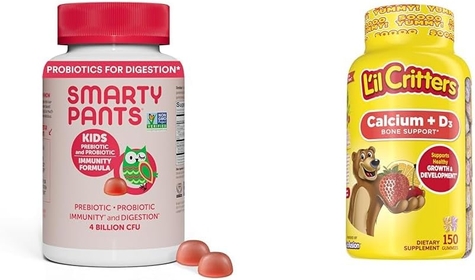 Kids Probiotic Immunity Gummies & L’il Critters Calcium + D3 Gummy Supplements, 60 & 150 Count