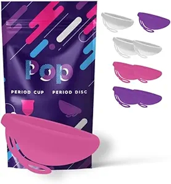 Pop Menstrual Disc | Reusable Period Disc | Medical-Grade Silicone | Tampon, Pad, and Cup Alternative | Capacity of 6 Super Tampons (Small, Pink)