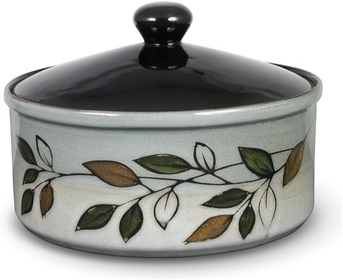 Rustic Leaves Covered Casserole, Gray