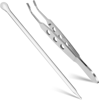 Meibomian Gland Expressor Forceps Premium Eyelid Massage Tweezers Dry Eye Relief Eyelid Gland Care Clean Tools Kit for Dry Eyes, Rectangle Tip