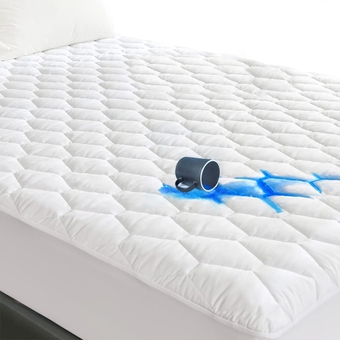 Full Size Quilted Fitted Mattress Pad, 100% Waterproof Breathable Mattress Protector, Noiseless Hollow Cotton Mattress Topper, fits up to 18" Deep, Dust Proof White