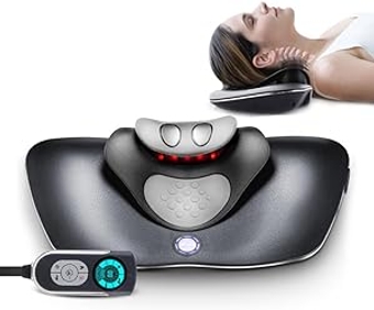 Multi-Functional Neck Traction Device, Electric Neck Massager with Dynamic Neck Stretching Heat Therapy and Electrotherapy for Neck Pain Relief, Cervical Traction at Home
