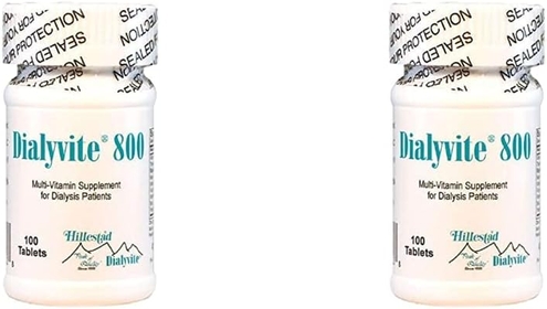 Hillestad Labs Dialyvite 800 Multi-Vitamin Supplement for Dialysis Patients, 100 Tablets, Yellow, Original (Pack of 2)