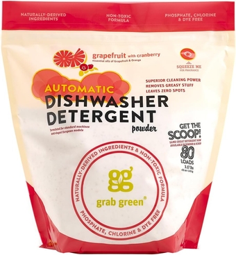 Automatic Dishwashing Detergent Powder 3.17 lbs, 80 Loads, Grapefruit Cranberry Scent, Plant and Mineral Based, Superior Cleaning, Powerful Grease Removal, Brilliant Shine