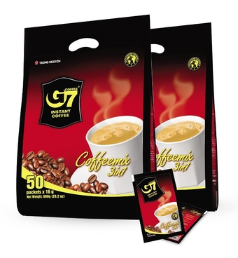 Trung Nguyen — G7 3 in 1 Instant Coffee — Roasted Ground Coffee Blend w/Non-dairy Creamer and Sugar — Strong and Bold — Instant Vietnamese Coffee | 50 Packets (2 Bags in a Pack)