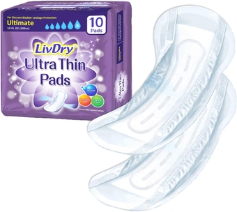 Incontinence Ultra Thin Pads for Women | Leak Protection and Odor Control | Extra Absorbent (Ultimate 10-Count)