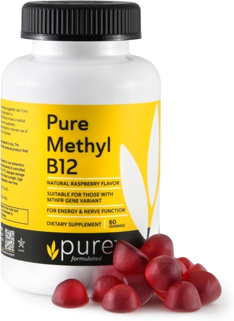 Methyl B12 Vitamin Gummies - Vegan Vitamin B12 Gummies for Adults & Kids - Vitamin Chewable Gummies for Energy & Nerve Function – Gluten-Free, Dairy-Free, Kosher (60 Gummies 1500 mcg)