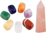 7 Charkra Stones+1.5"-2.3" Rose Quartz Tower Point