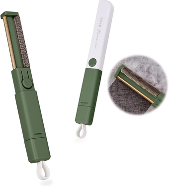 2-Piece Upgrade Portable Lint Removers, Cat Dog Pet Hair Remover for Couch Clothes Carpet Lint Furniture, 2-in-1 Manual Clothes Fuzz Cleaner(Green)