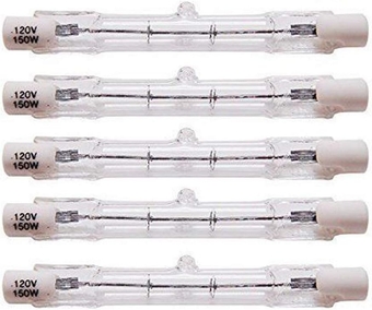 150-Watt 3.1-Inch T3 Halogen Light Bulbs(5 Pack) - J Type 78mm Double Ended 120 Volts 150 Watt T3 Halogen Bulb R7S Double Ended Filament Flood Lights Quartz Tube Lamps,5 Pack
