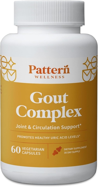 Gout Complex Supplement - Herbal Uric Acid Cleanse - Natural Joint & Circulation Support - 3rd Party Lab Tested - 60 Veggie Capsules