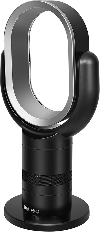 Medium size portable bladeless fan, small table fan, 10 speeds settings, 10-hour timing closure bladeless fan, stylish and modern fan, low noise, lightweight, 24 inches, black