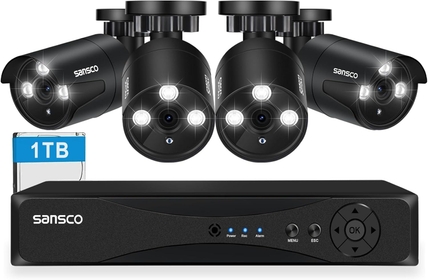 [True HD]  2K Expandable 8CH Home Security Camera System with 1TB HDD, (4) 2MP CCTV Outdoor Waterproof Cameras 24/7 Continuous/Motion Recording