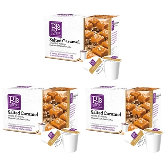 PJ's Coffee Salted Caramel Single Serve Cups - Rich & Creamy Flavors - Pack of 3